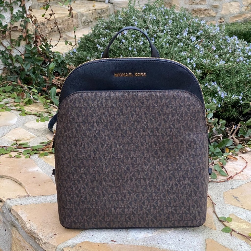 Nwt Michael Kors Signature Lg Emmy Backpack Brown